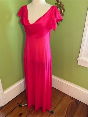 Vintage late 70s/early 80s  pink cowl neck John Kloss maxi